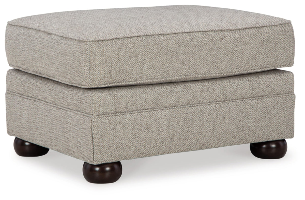 Signature Design by Ashley Gaelon Transitional Rectangular Upholstered Ottoman with Bun Legs, Light Brown