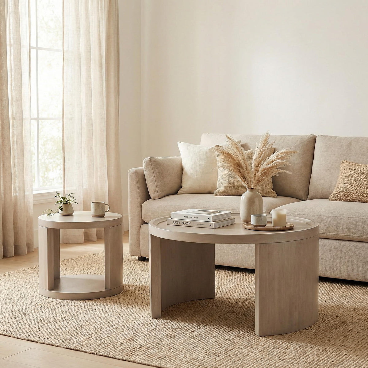 Gray Round Nesting Coffee Table Set