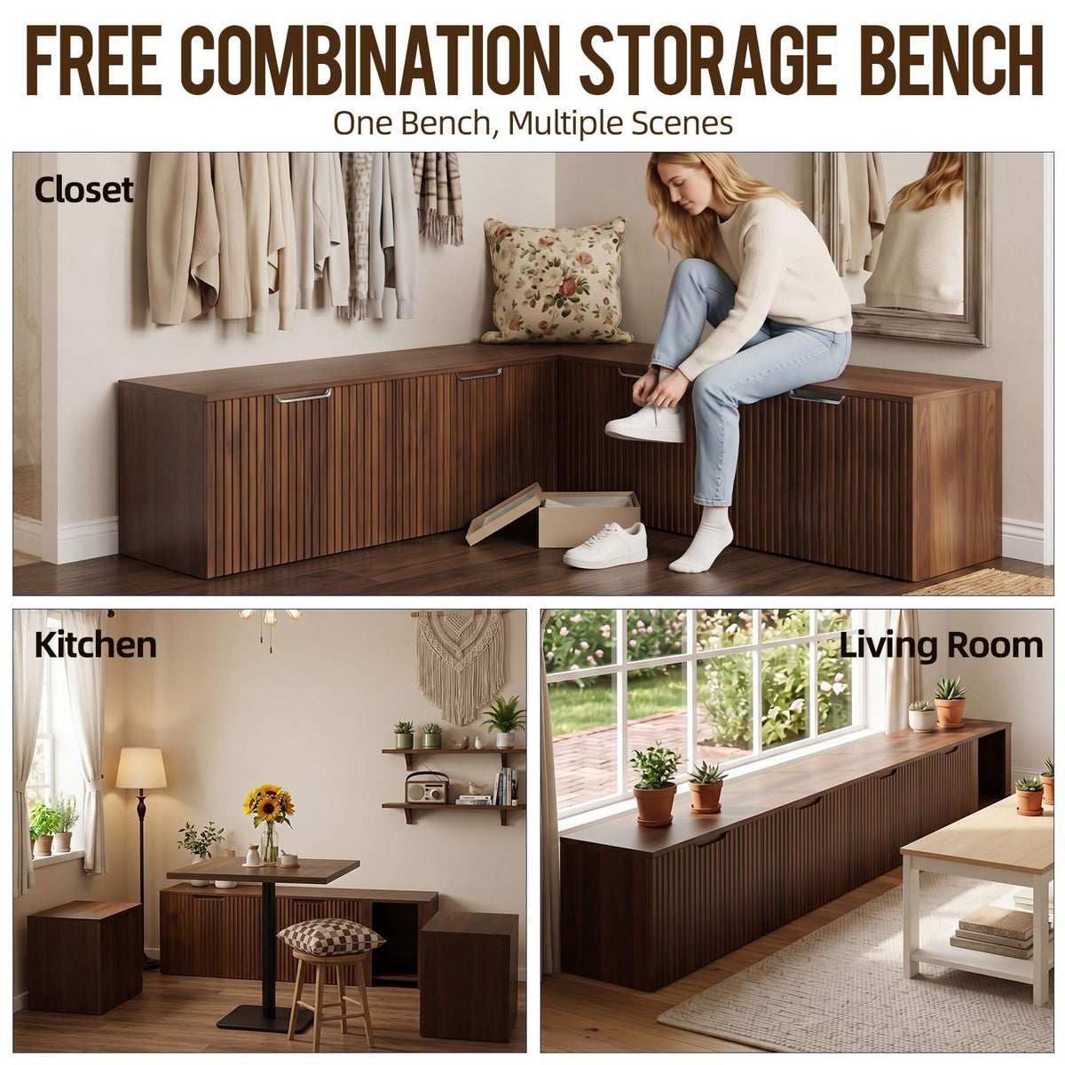 Modular Corner Storage Bench Set