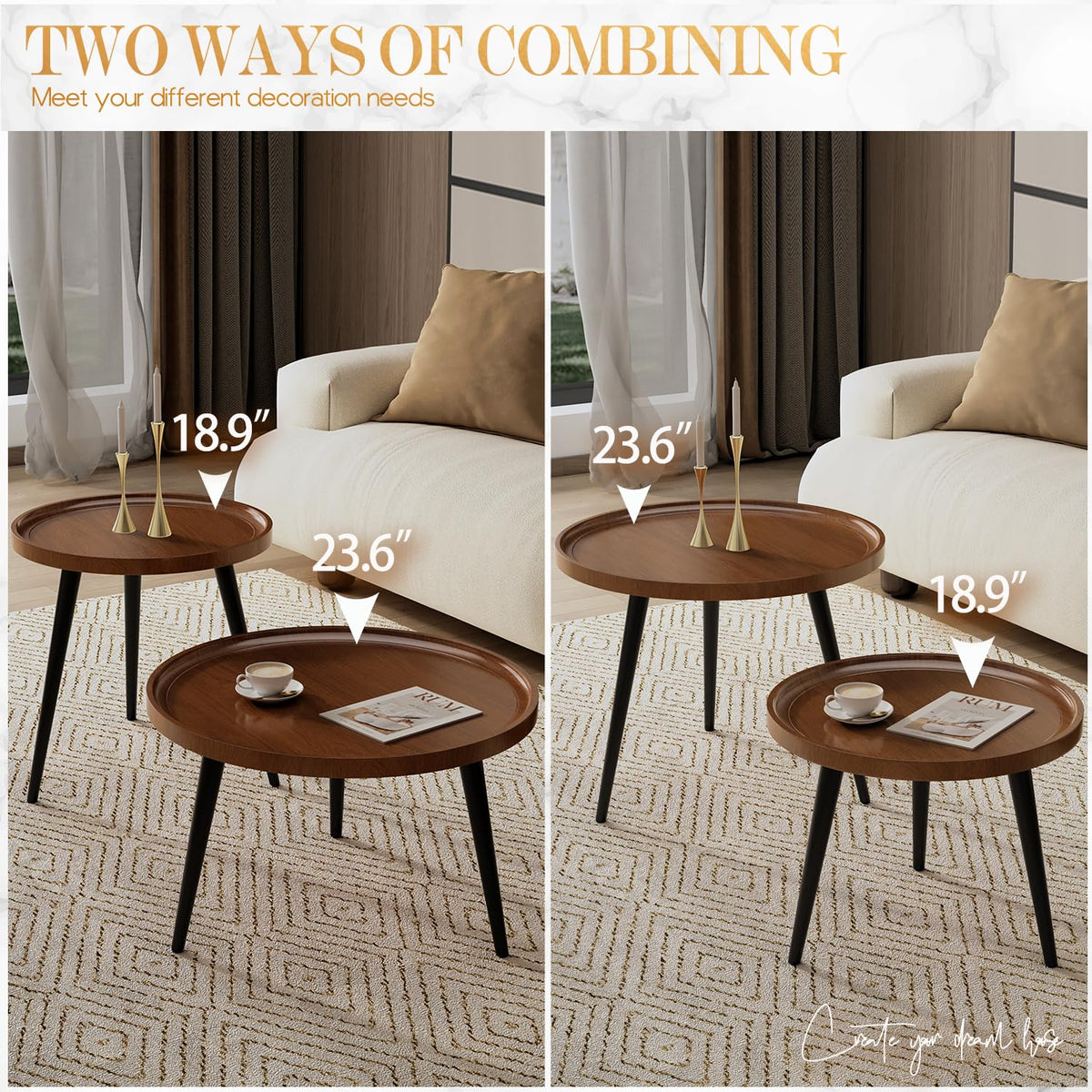 Walnut Round Nesting Coffee Tables