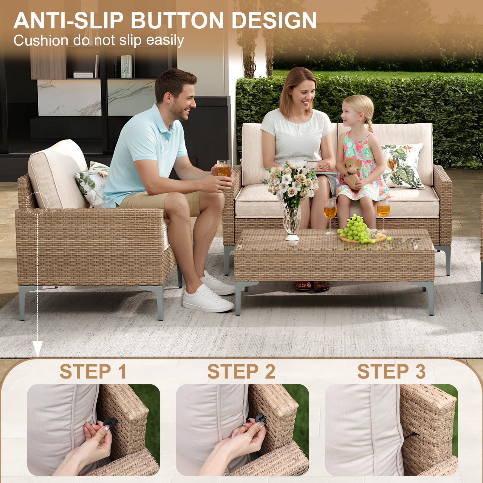 4-Piece Outdoor Patio Conversation Set
