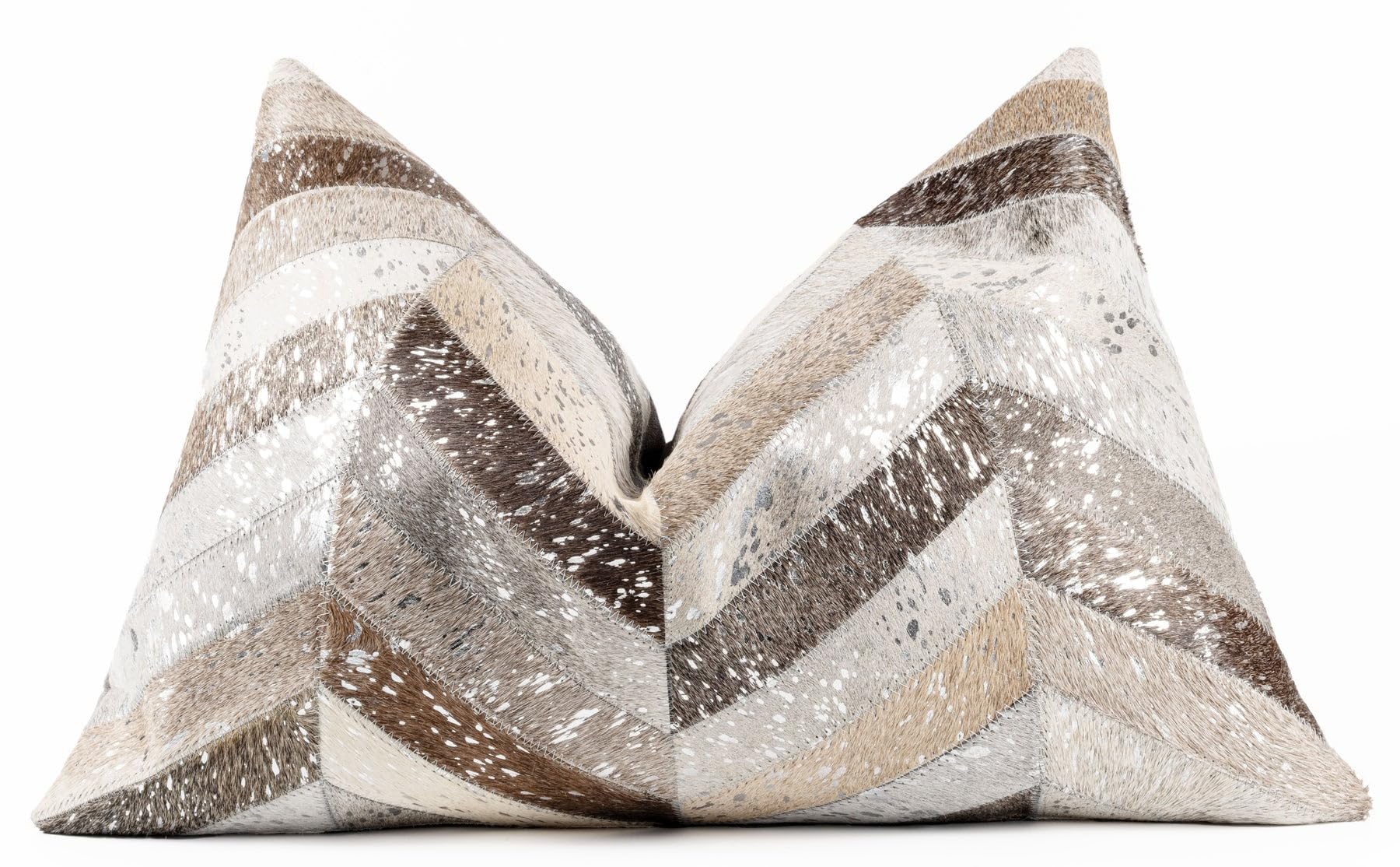 CANVELLO Genuine Cowhide Leather Decorative Throw Pillows - Handmade Patchwork Accent Pillows for Sofa, Couch, Chair - Southwestern Feather Down Insert Included (Rectangular (16"x24"))