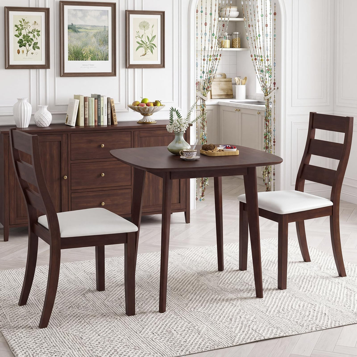 Wood Dining Table Set for Two