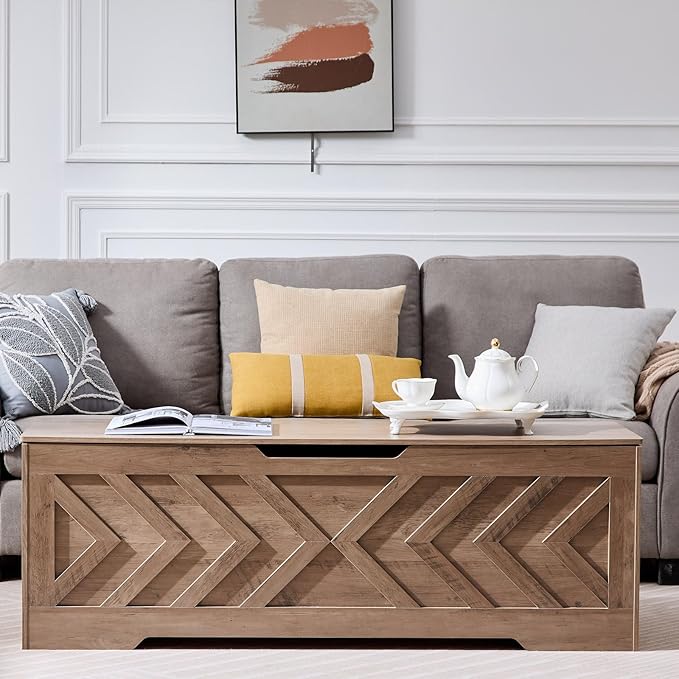 55.1" Storage Bench with Safety Hinges