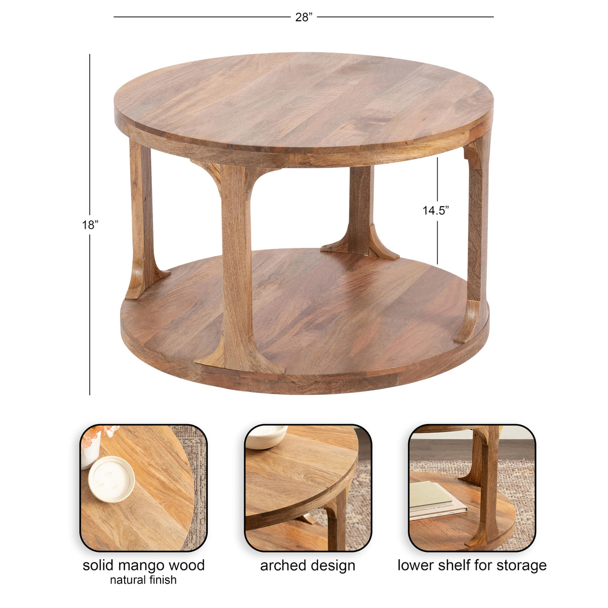 Round Mango Wood Coffee Table