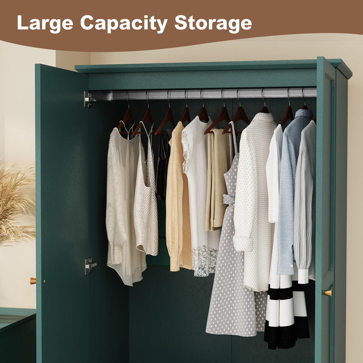 Green Wardrobe with Drawers