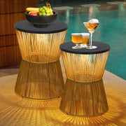 Solar Rattan Side Tables, Set of 2