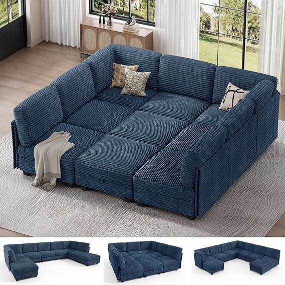 Modular Sectional Sofa with Adjustable Backrest