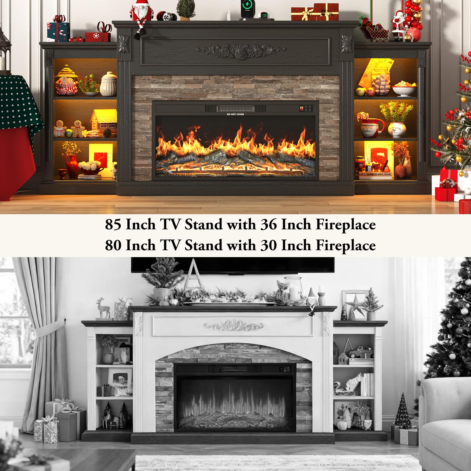 85" Electric Fireplace TV Stand with 36" Firebox