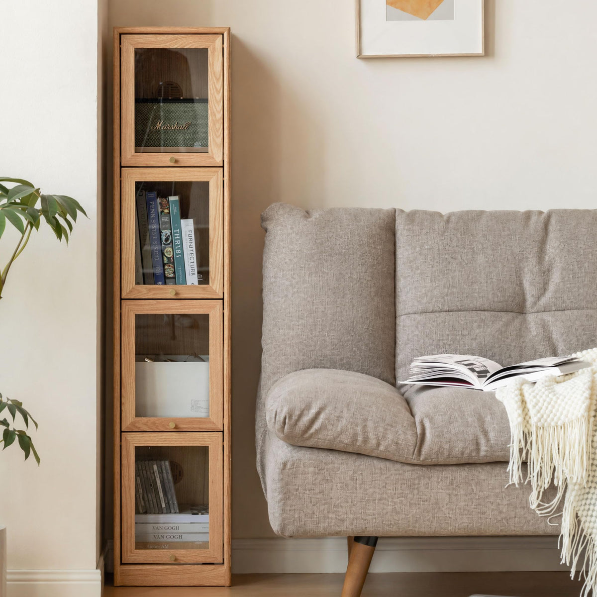 Narrow Solid Oak Bookcase