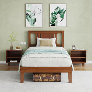OLIXIS Twin Bed Frame with Headboard, Solid Wood Bedframe