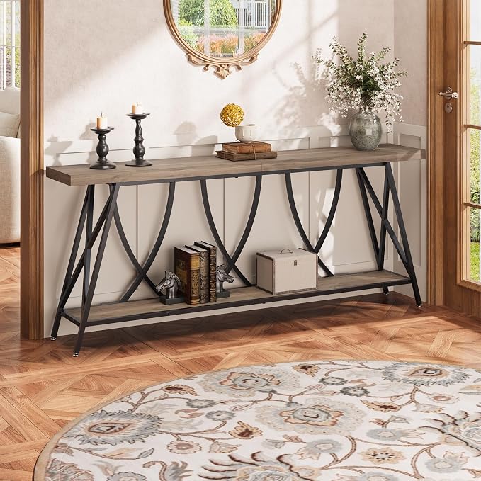 Rustic Brown Narrow Console Table