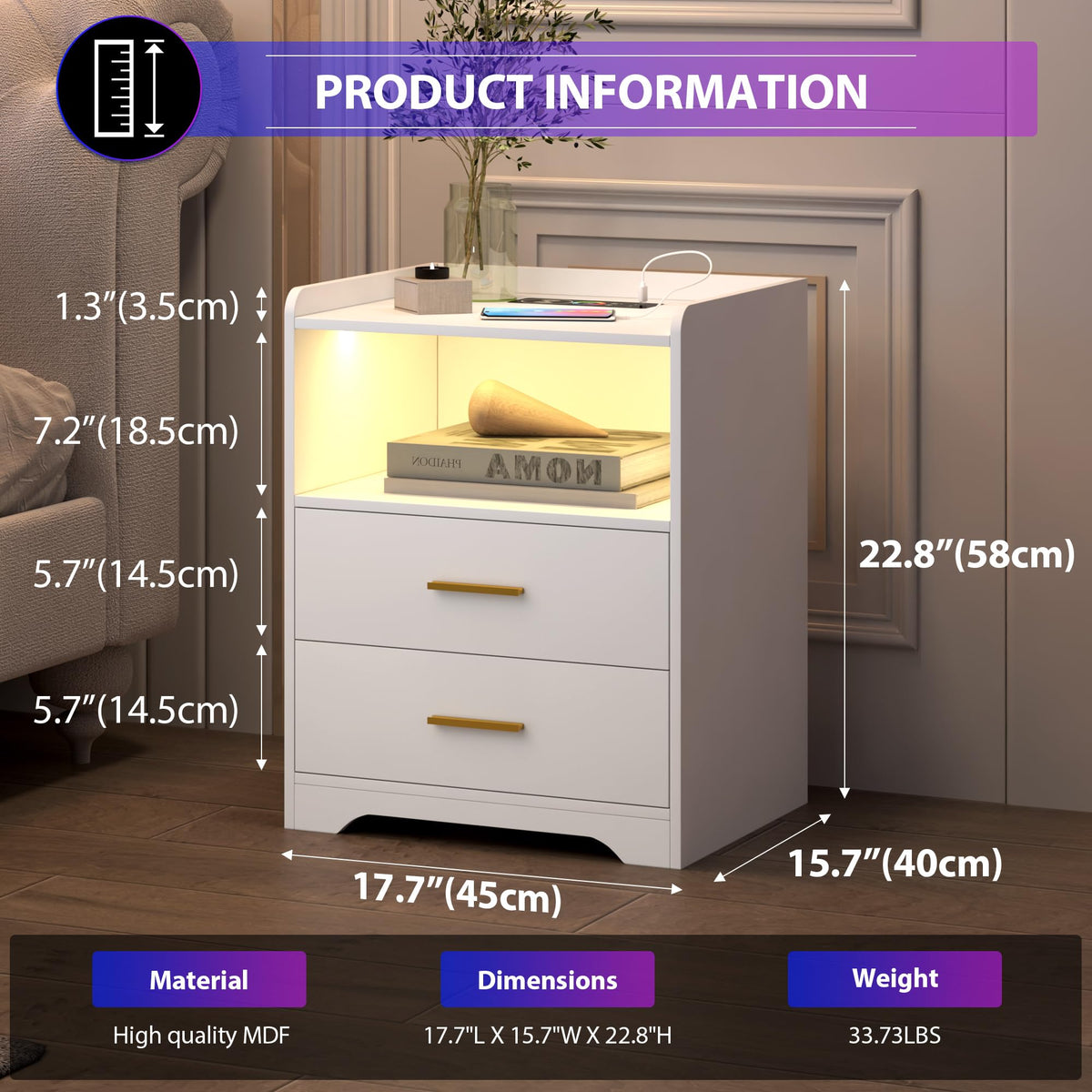 LED Charging Nightstand