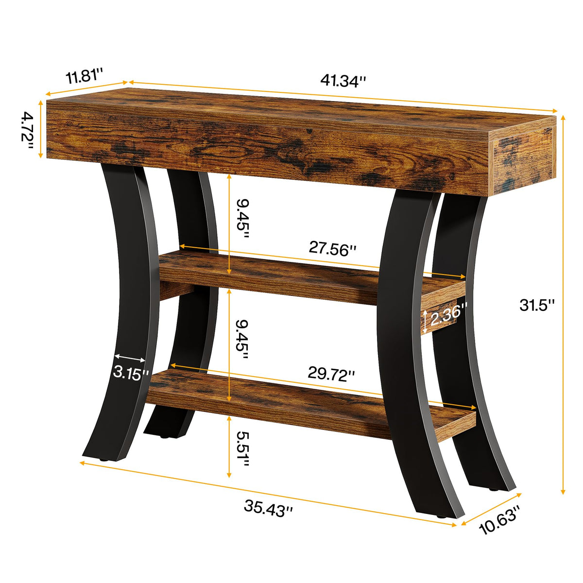 Curved 3-Tier Console Table