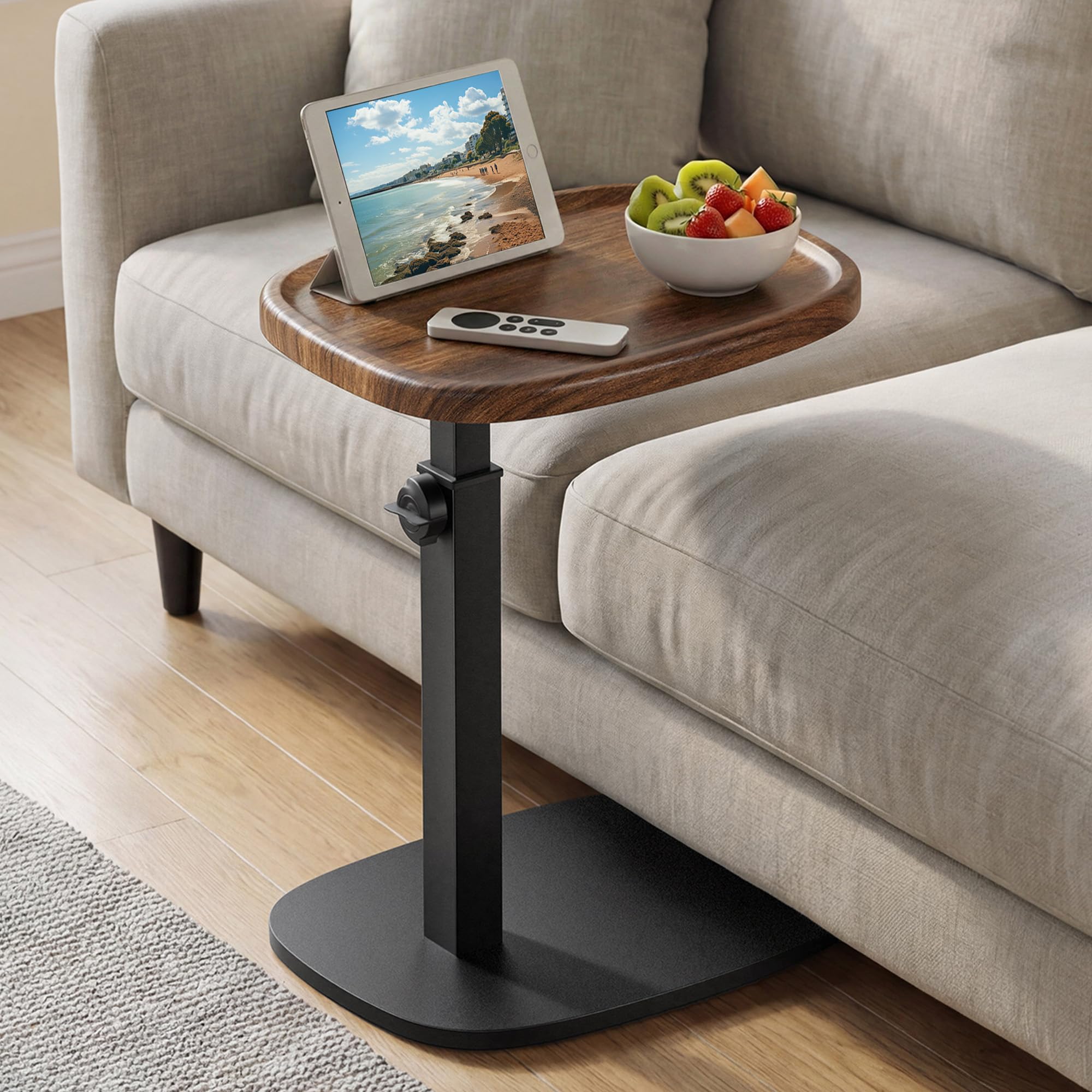 C-Shaped Side Table with Adjustable Height