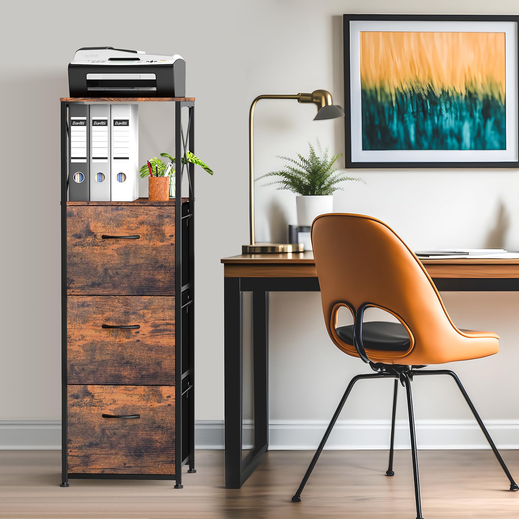 3-Drawer File Cabinet with Open Shelf