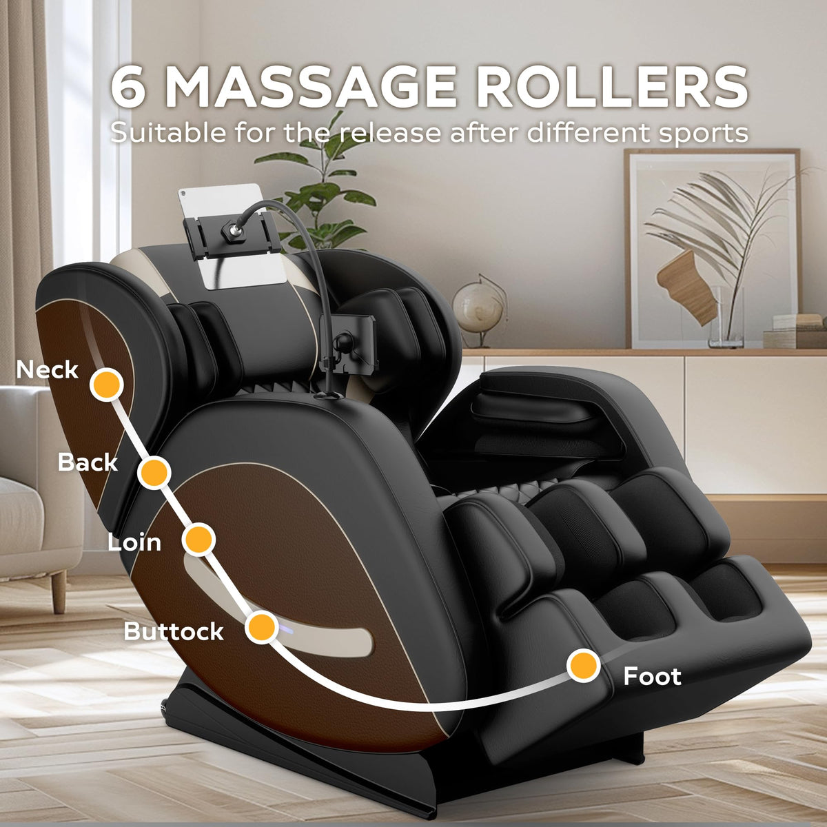 2026 Massage Chair Full Body, Zero Gravity SL-Track Shiatsu Massage Recliner, with Zero Gravity, with Full Body Air Pressure, Heat, APP Control, 6 Fix Point Rollers, Airbags, Deep Yoga Stretch (Brown)