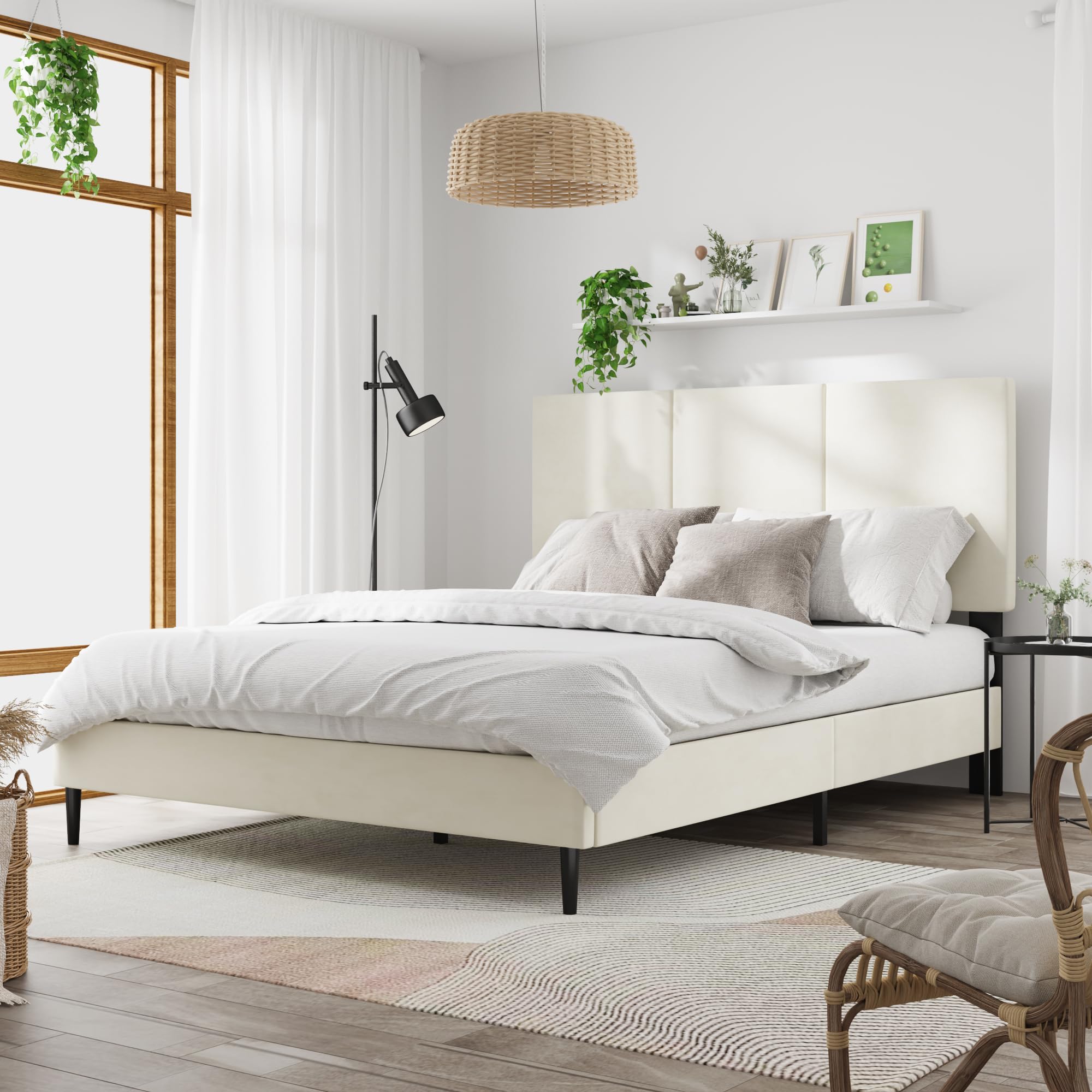 Queen Upholstered Bed Frame with Headboard