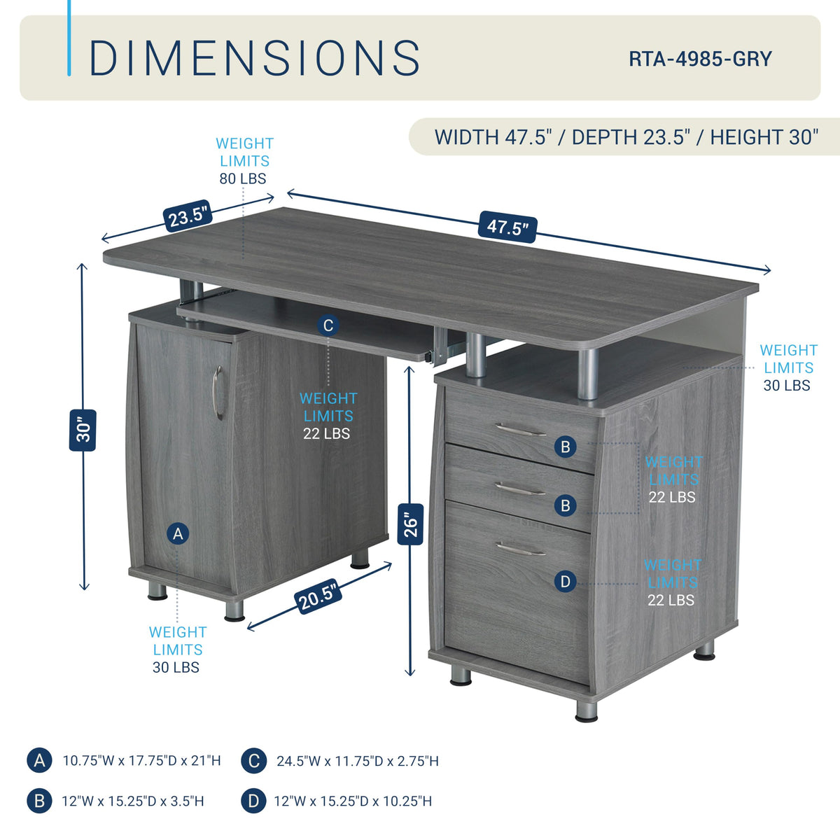 Computer Desk with File Cabinet
