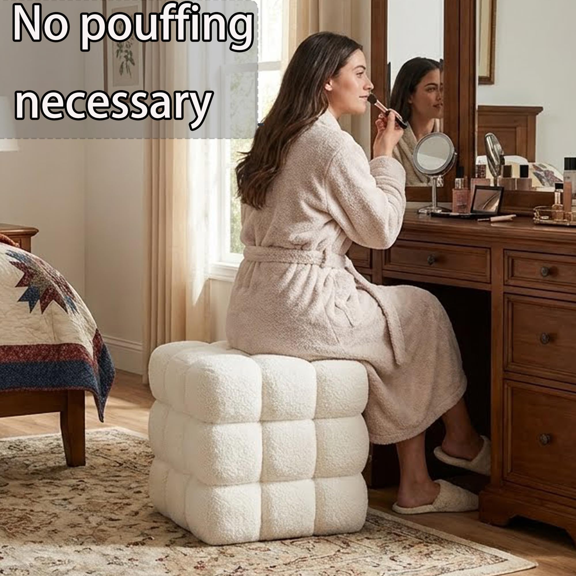 Sherpa Square Ottoman – Boucle Cube Pouf