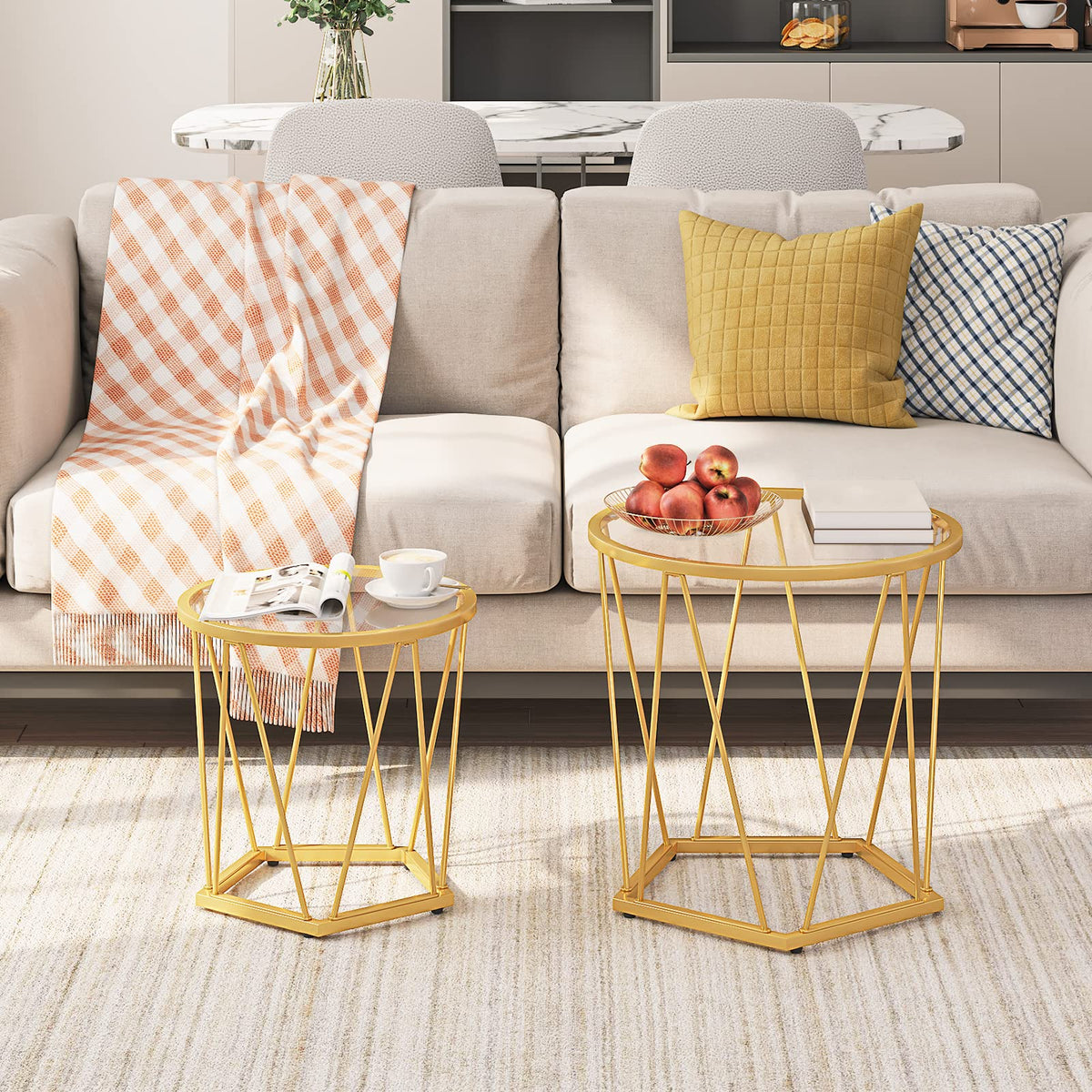 Gold Glass Nesting Coffee Tables