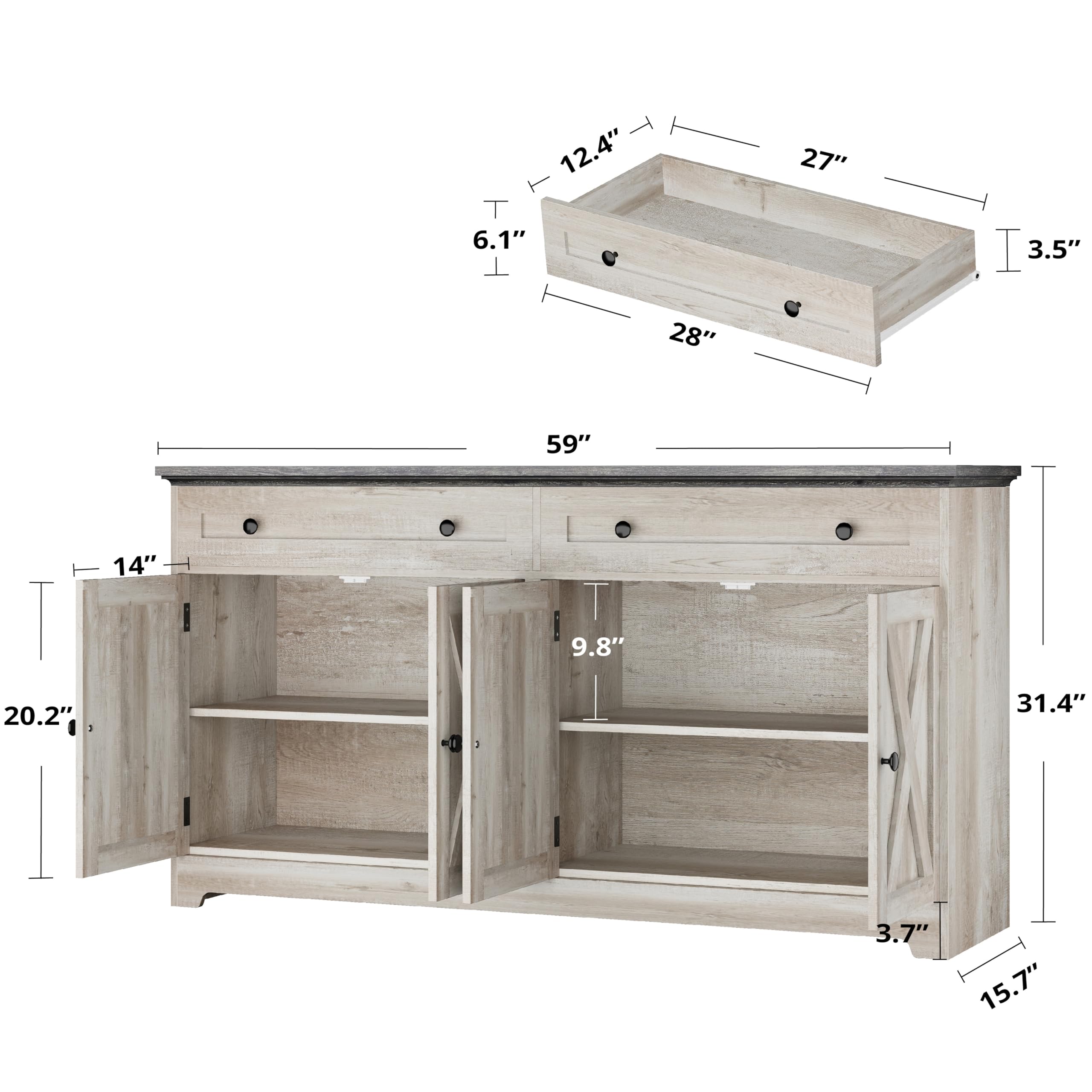 Buffet Cabinet with Storage & Drawers