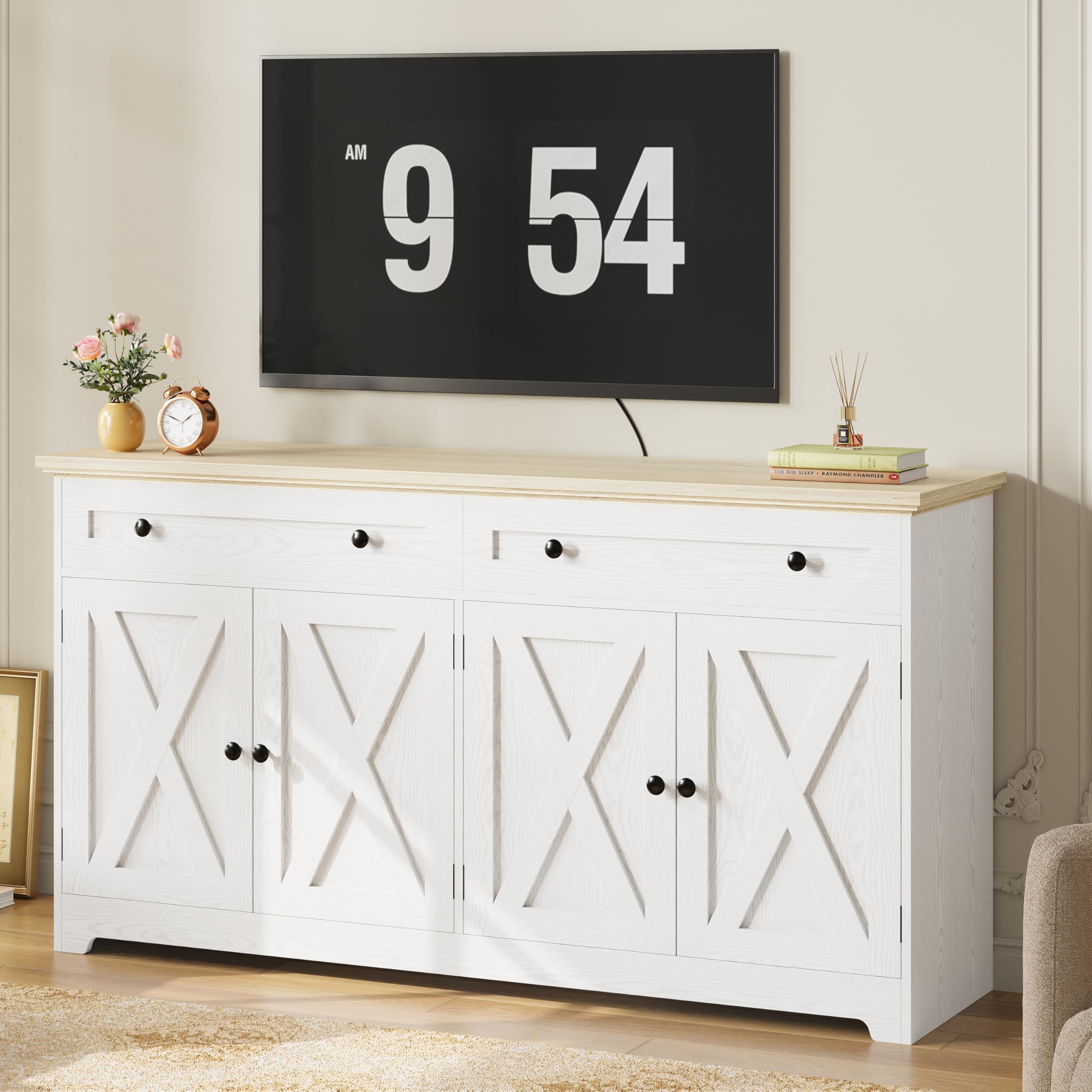 Farmhouse Buffet Cabinet with Drawers & Doors