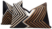 Genuine Cowhide Leather Patchwork Throw Pillows with Down Insert