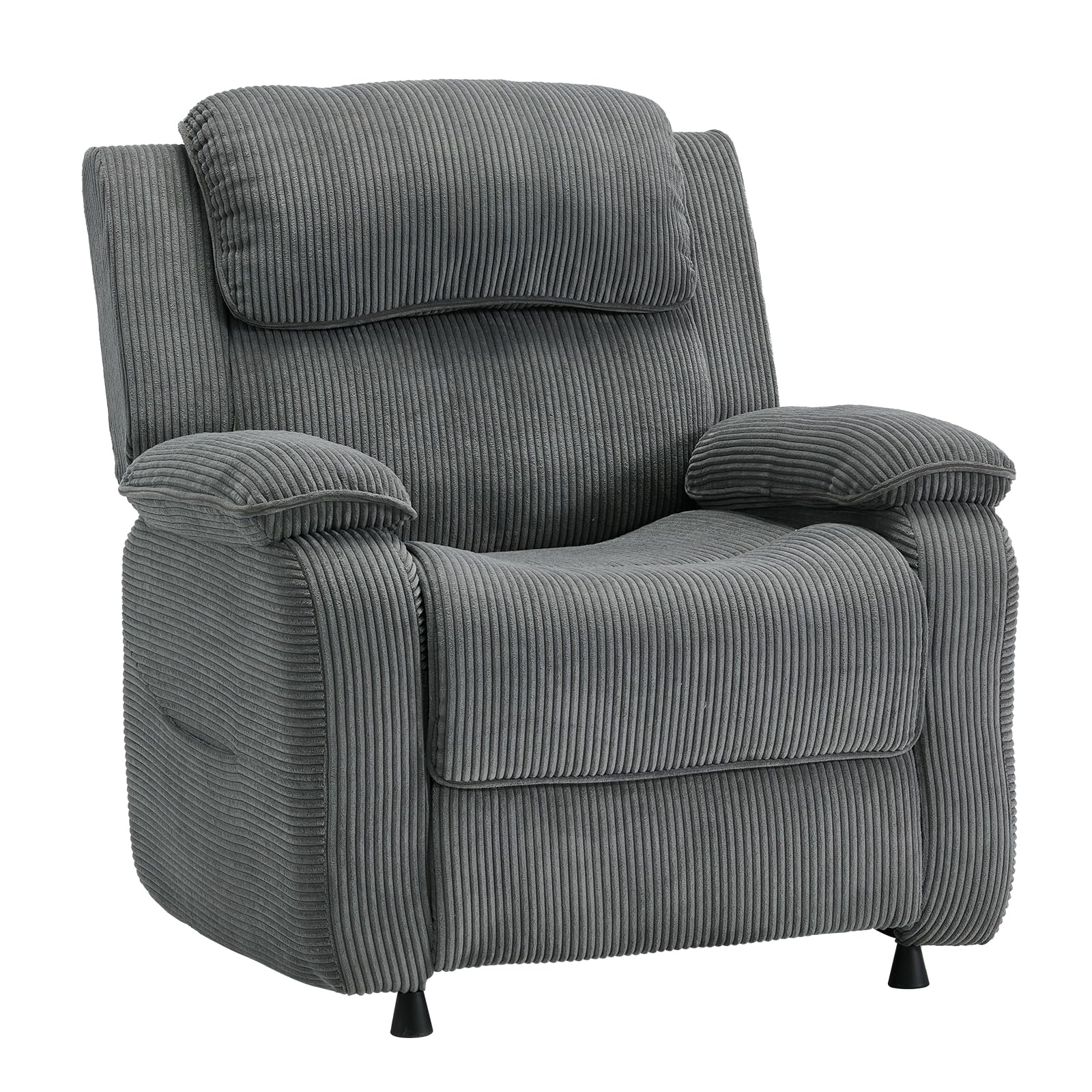 EROMMY Electric Recliner Chair, Oversized Power Recliner with USB Charging Port & Side Pockets, Heavy Duty Corduroy Reclining Sofa Chair, Wide Seat Living Room Chair for Adults, Dark Grey