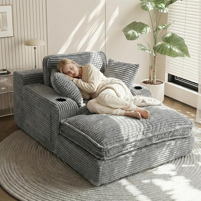 Camel Faux Fur Chaise Lounge