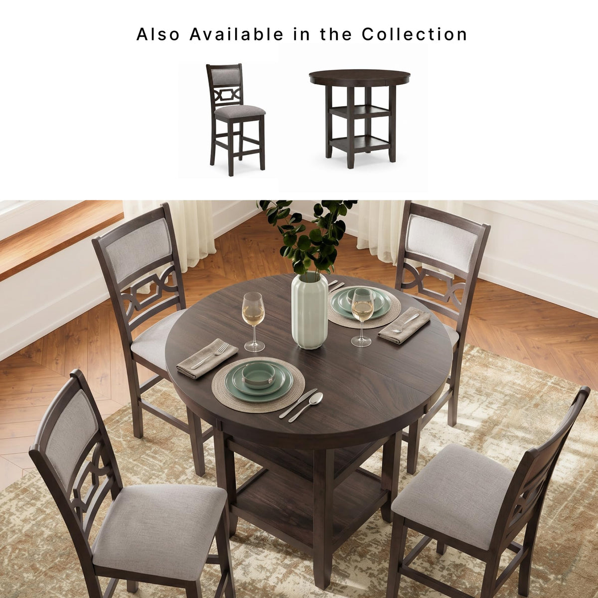 Signature Design by Ashley Round Counter Height Dining Set for 4