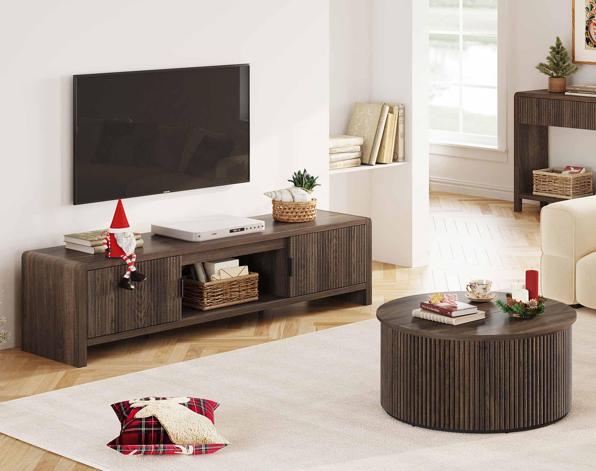 Waveform Fluted-Door TV Stand 63"