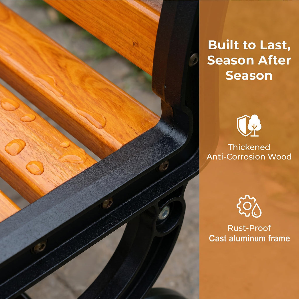 Wood Slat Outdoor Garden Bench