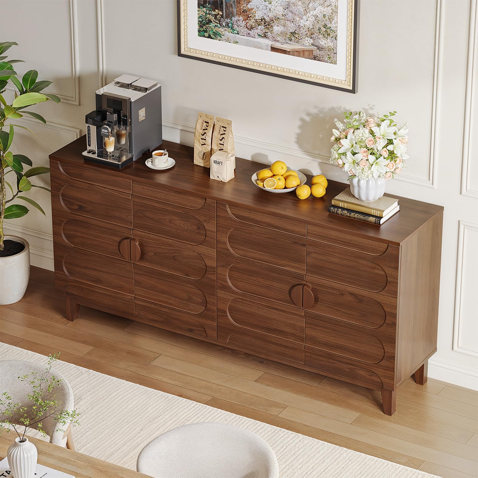 63" Sideboard Buffet Cabinet with Adjustable Shelves