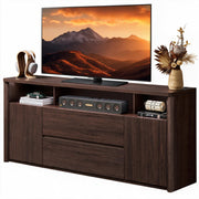 Walnut TV Stand with LED & Charging Station