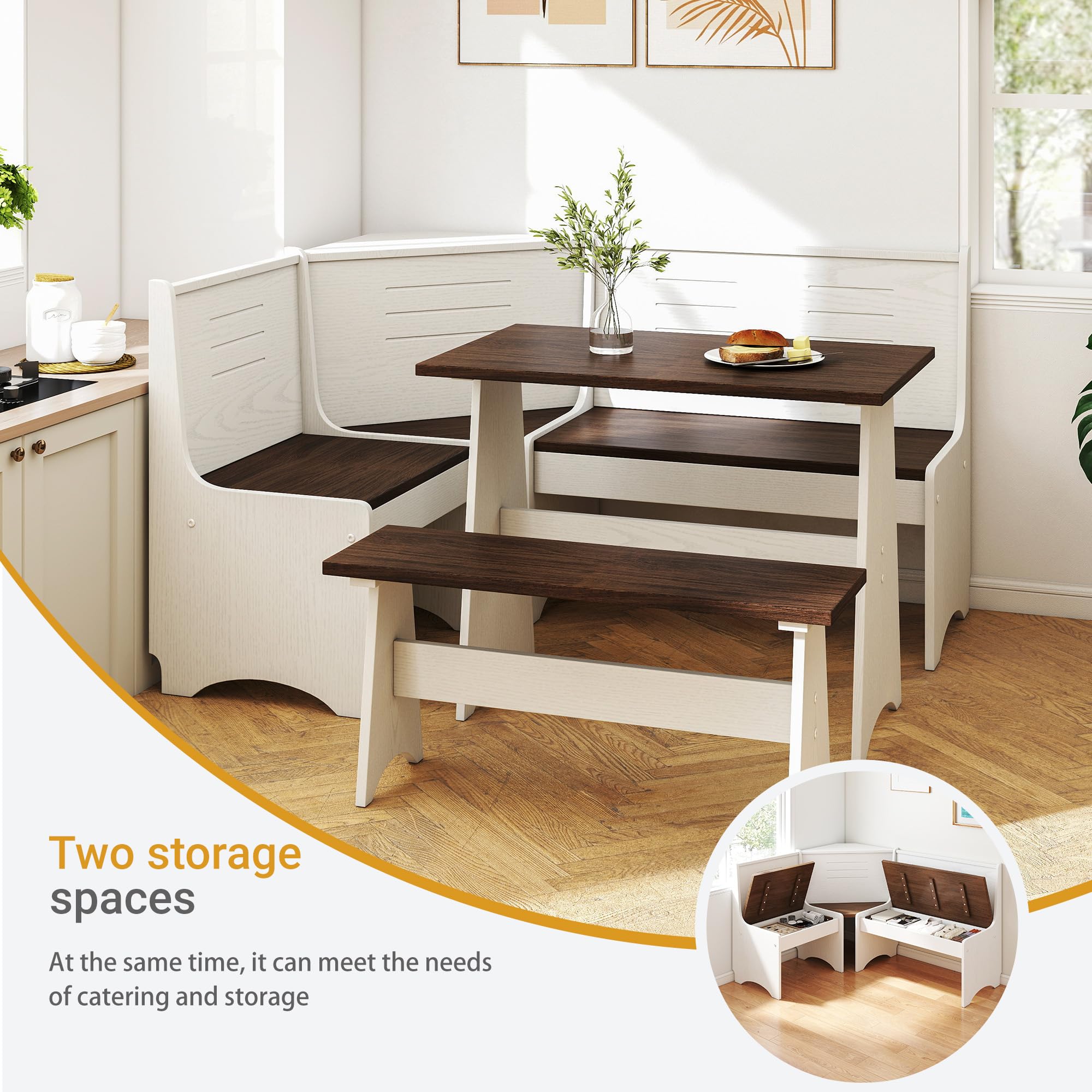 L-Shaped Corner Breakfast Nook Dining Set
