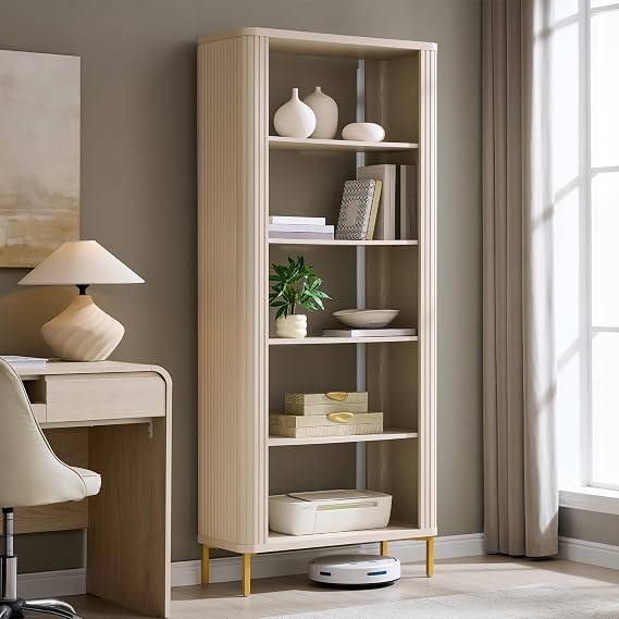Curved Fluted 5-Tier Bookcase