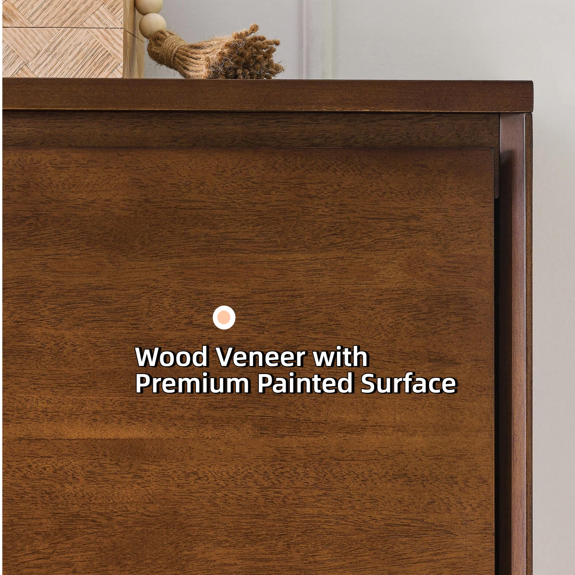 LKTART Mid Century Modern Sideboard Buffet Cabinet, Narrow Walnut Sideboard,Wood Storage Cabinet Credenza with 2 Doors for Living Room, Kitchen, Entryway, Hallway(9.25" D*39" L)