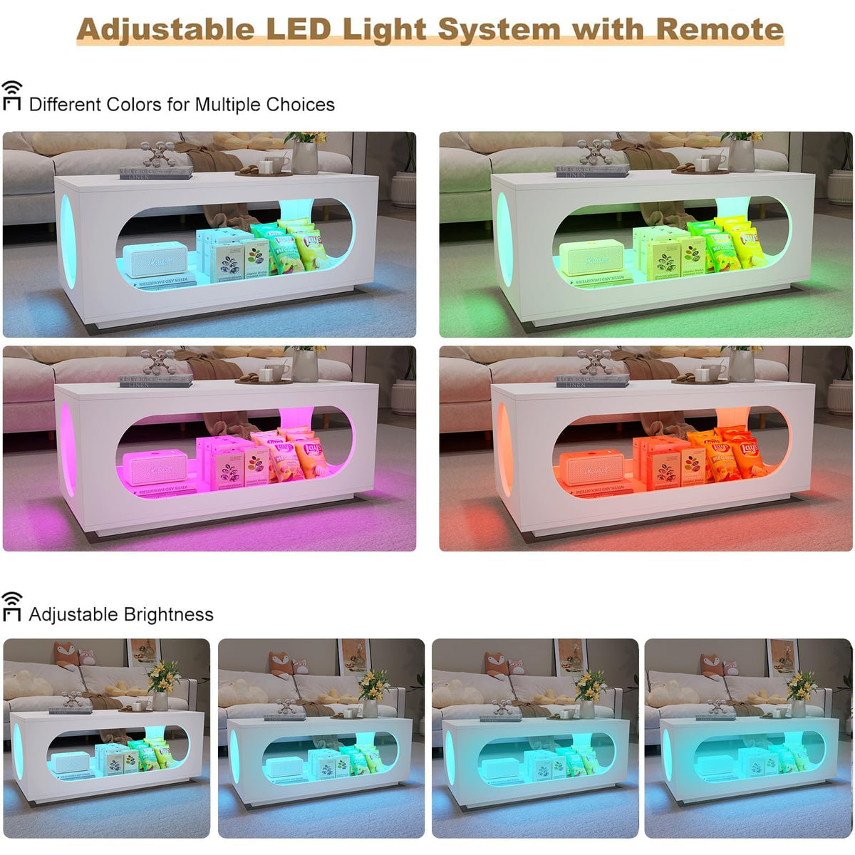 White LED Coffee Table