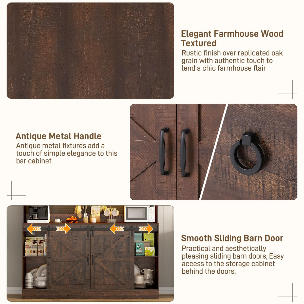 Farmhouse LED Coffee Bar Cabinet