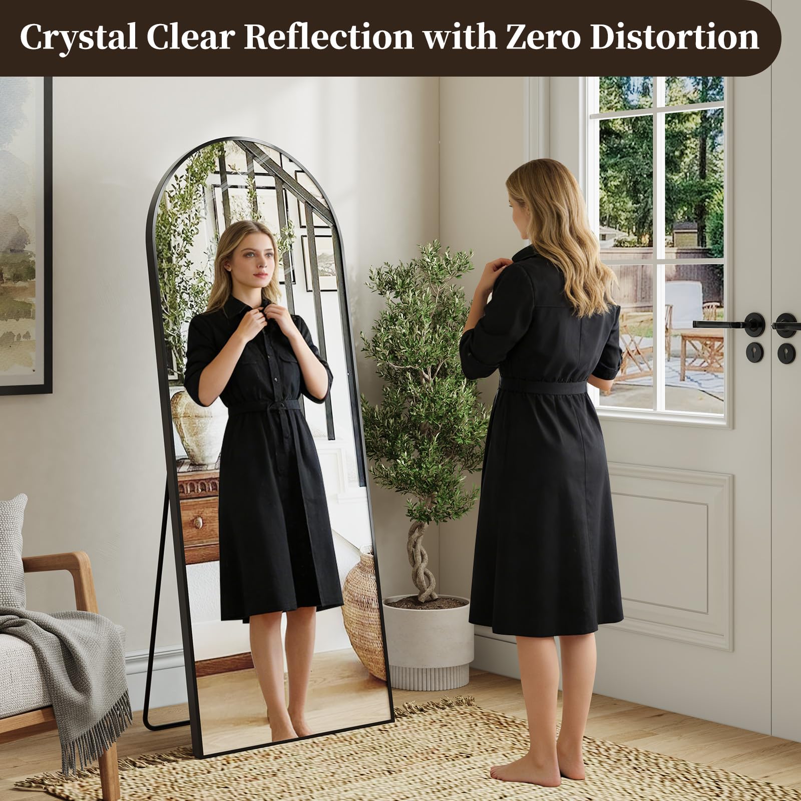 Arched Full Length Floor Mirror with Stand