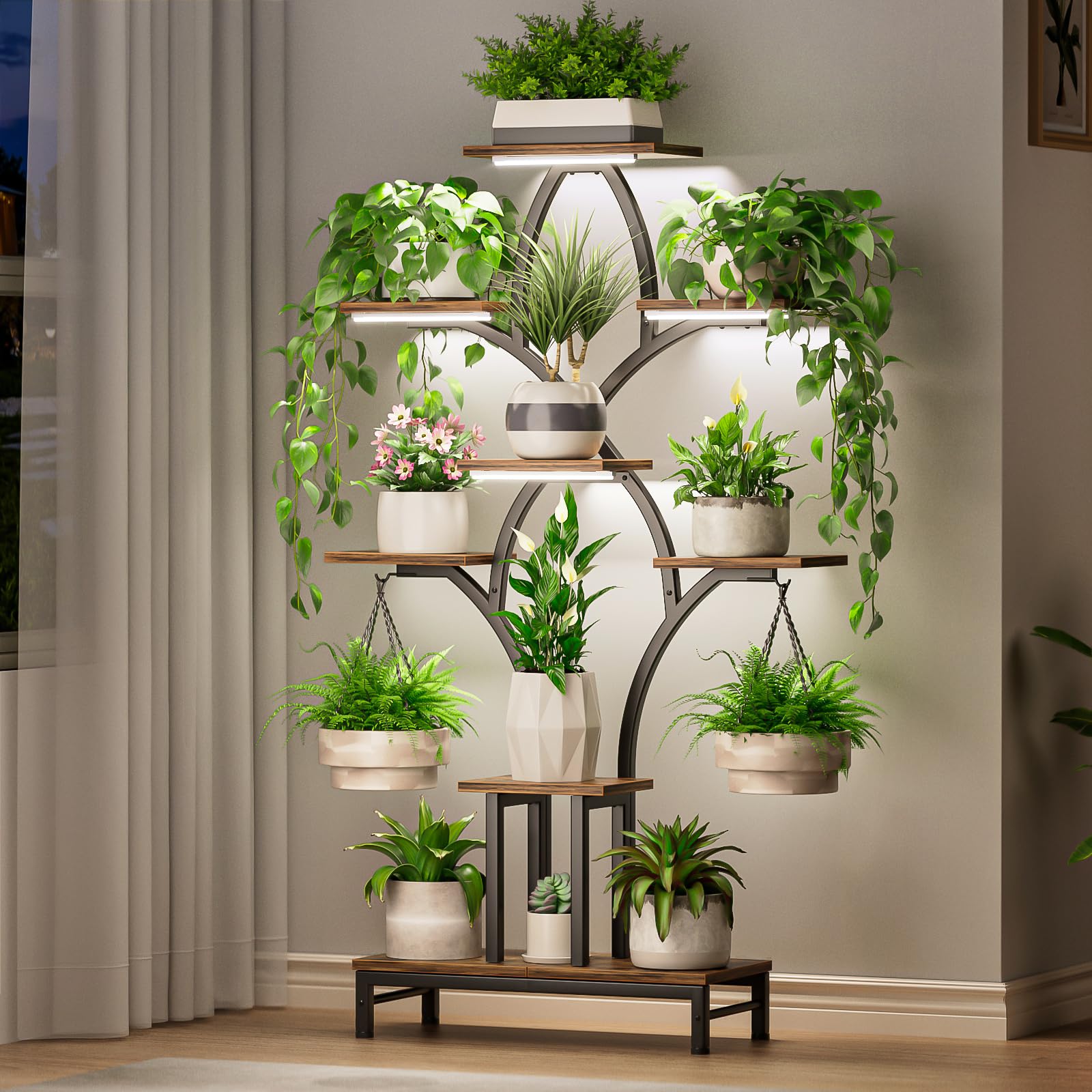 8-Tier Corner Plant Stand with Grow Lights