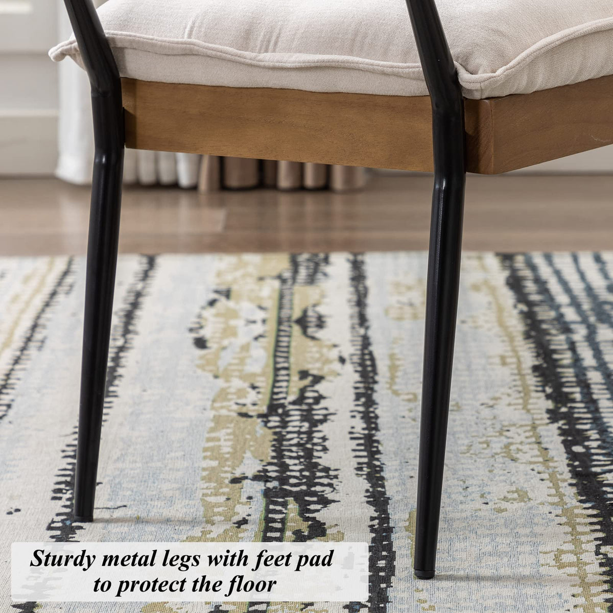 White Chenille Bench with Arms