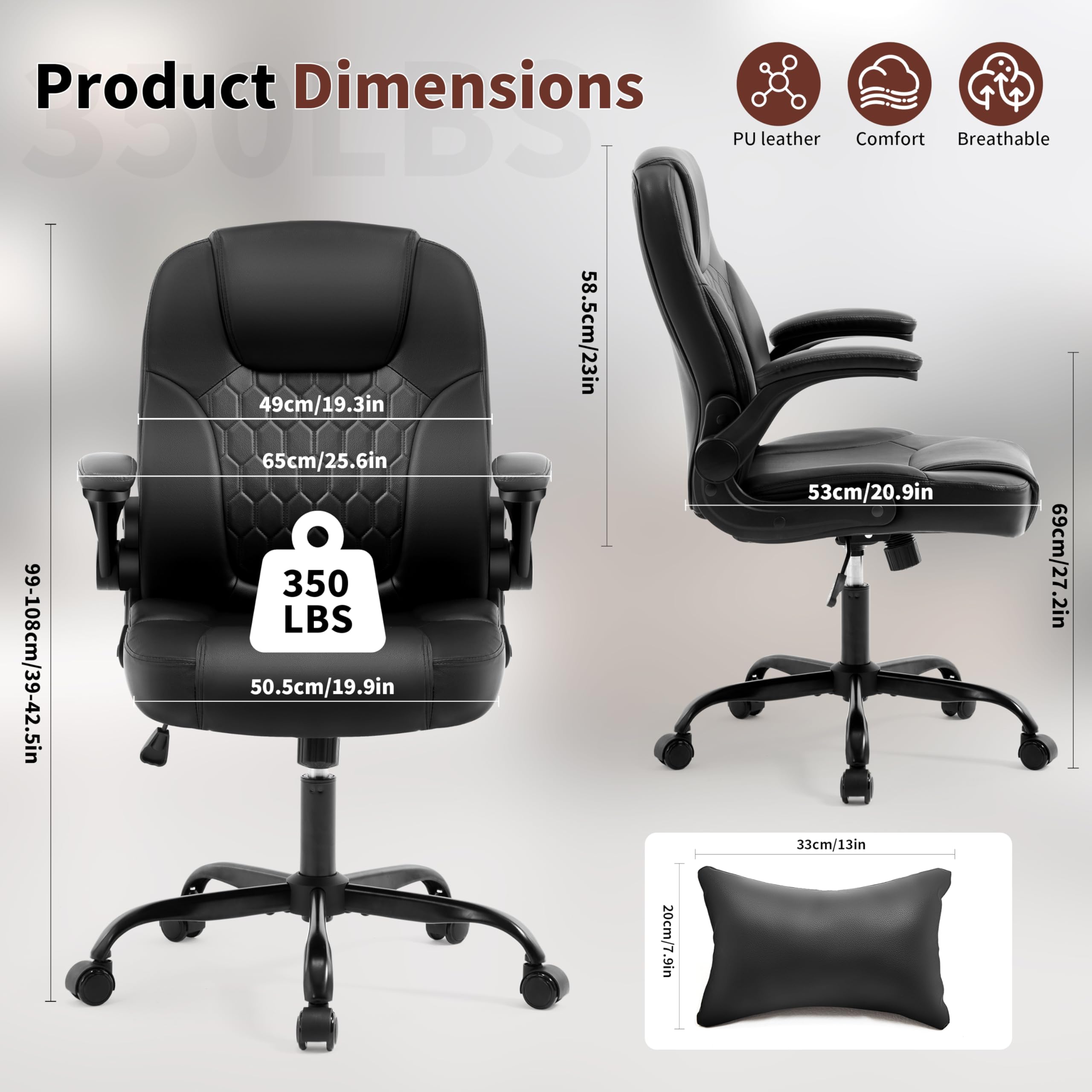 Ergonomic PU Leather Office Chair with Lumbar Support