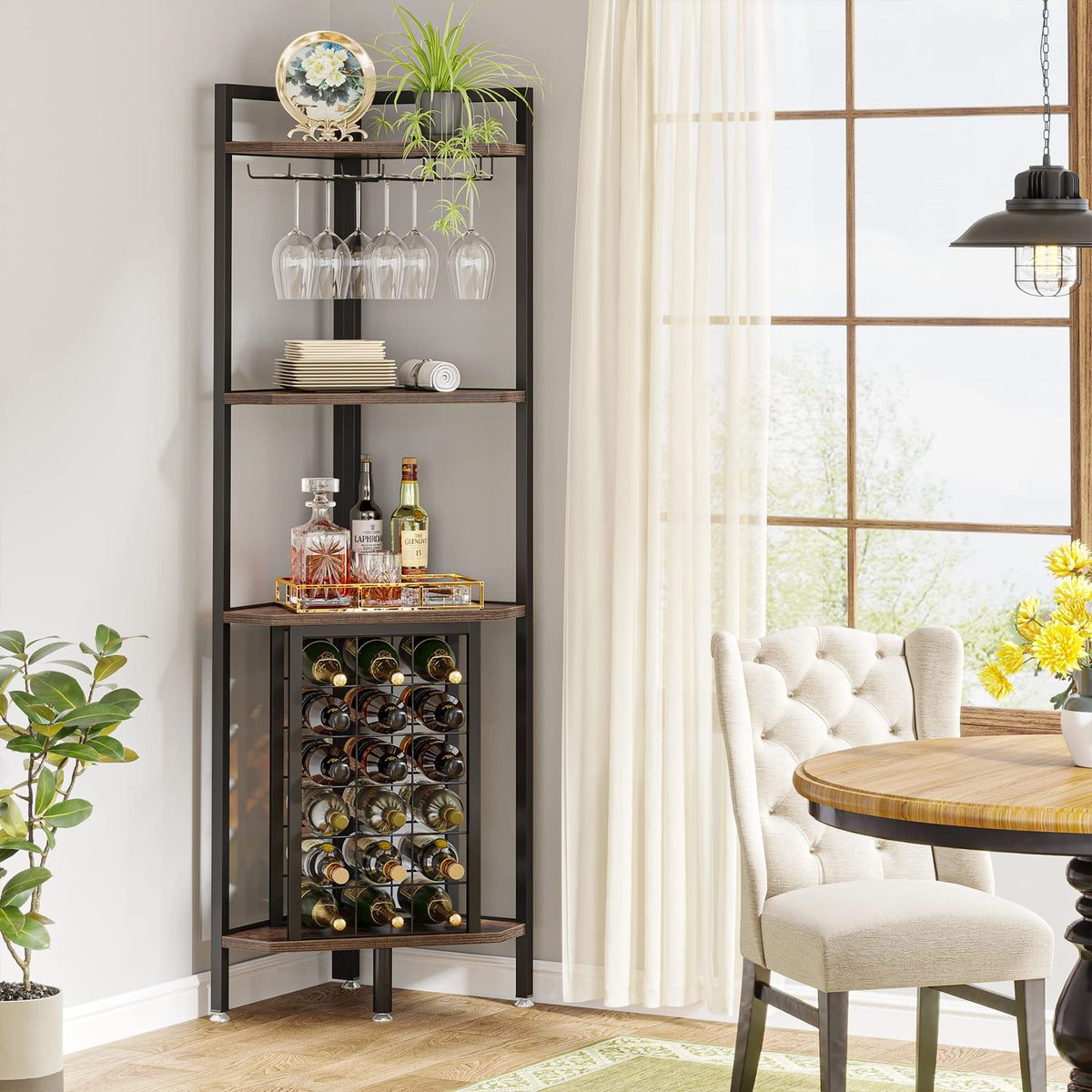 Rustic Brown Corner Wine Rack