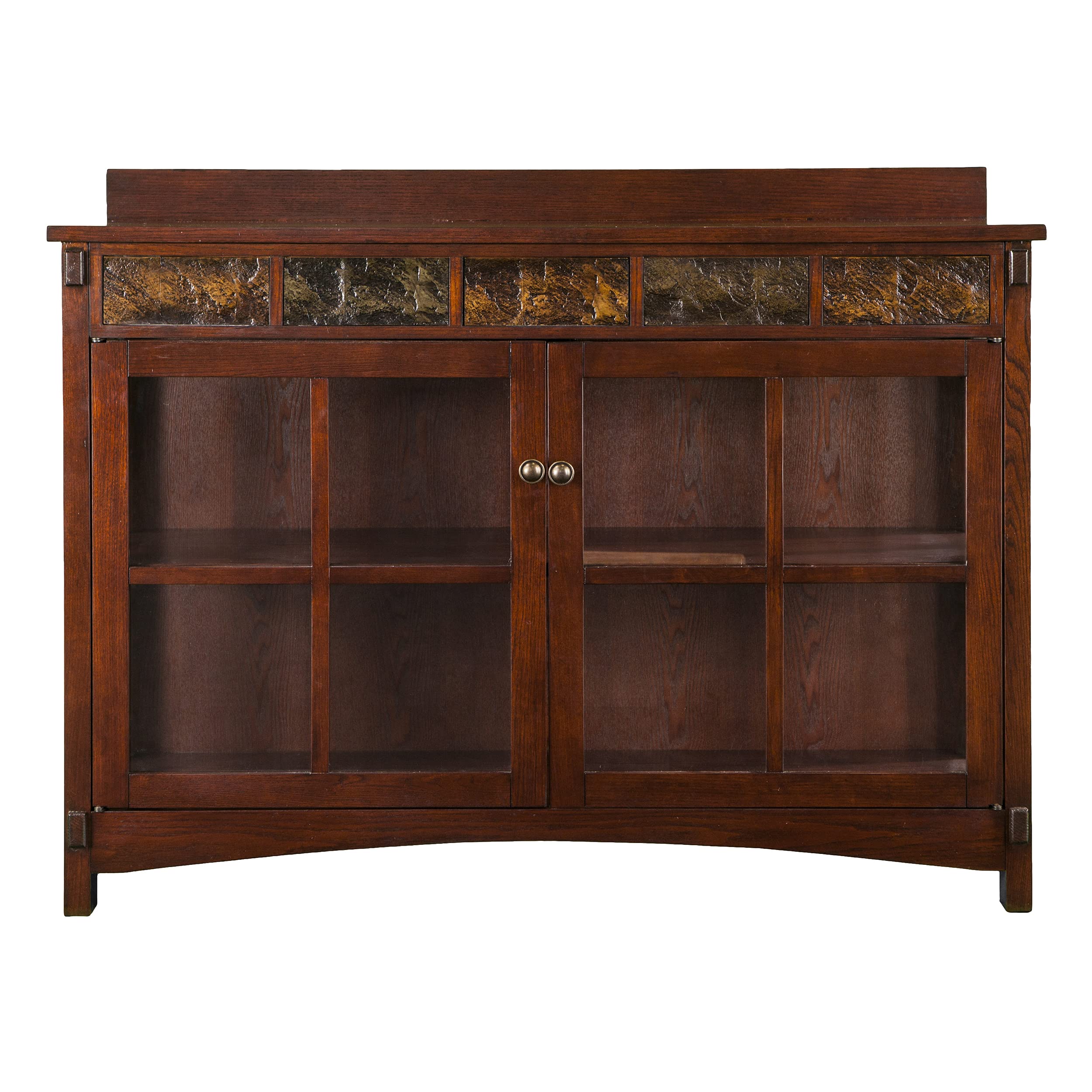 Mission Faux Slate Sideboard & Display Curio Cabinet