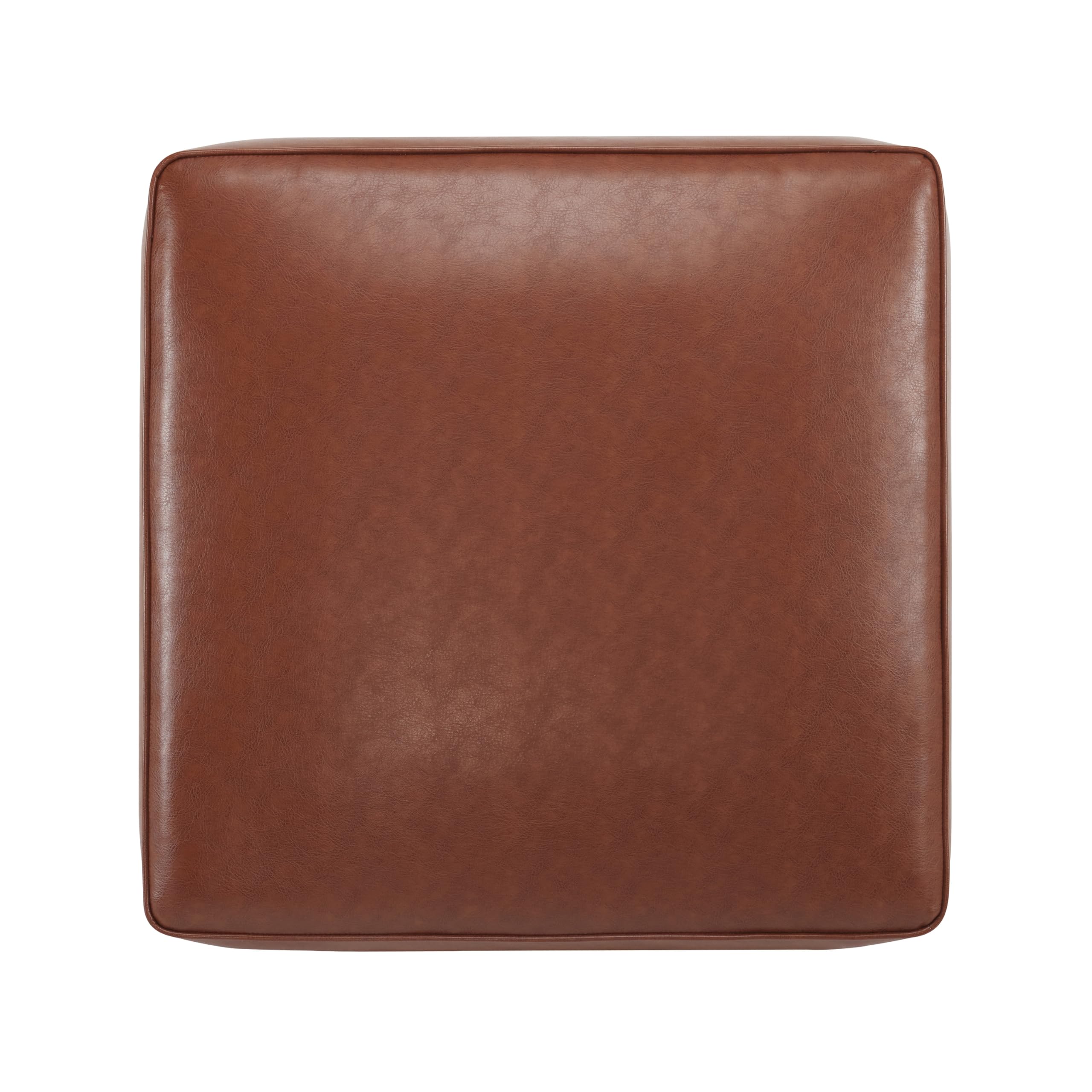 Christopher Knight Home Faux Leather Ottoman Footstool, Square Pouf Poufee Footrest Ottoman Large Seat, Modern Side Table for Living Room Bedroom Home Decor Gifts, Light Brown 30"
