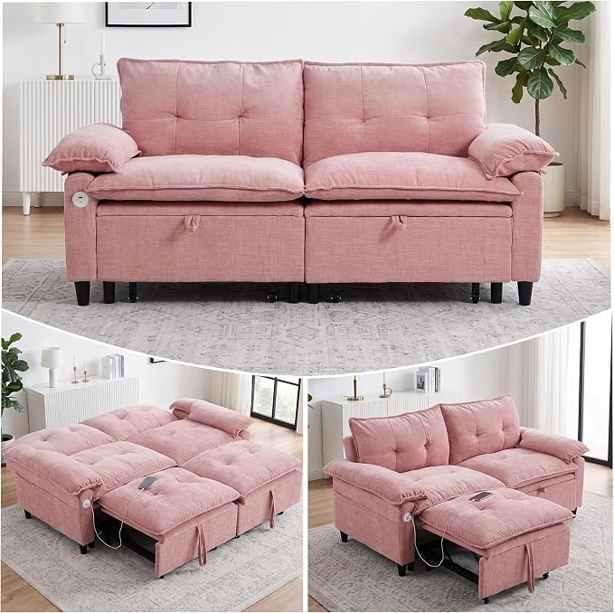 Chenille Loveseat Sleeper Sofa