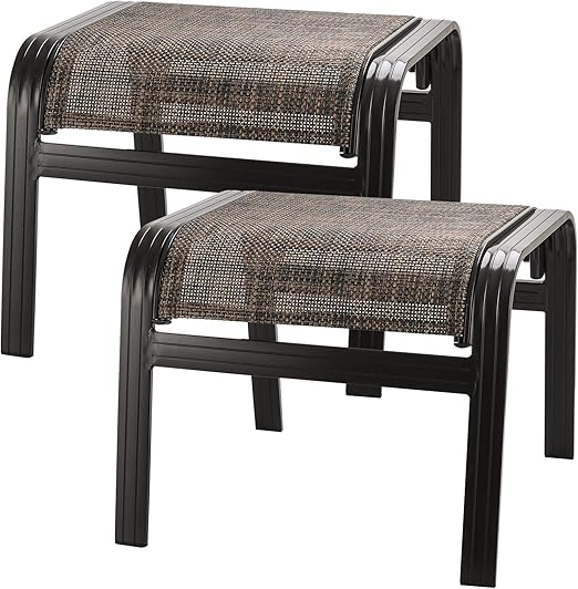Blacky Rabbit Outdoor Footstools Metal Patio Chairs Outdoor Ottoman Furniture Outside Footrests Small Seat Set of 2 for Garden,Balcony,Lawn, 22 inches *20 inches *17 inches