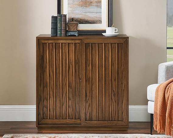 Mid Century Modern Narrow Sideboard Buffet Cabinet with 2 Doors